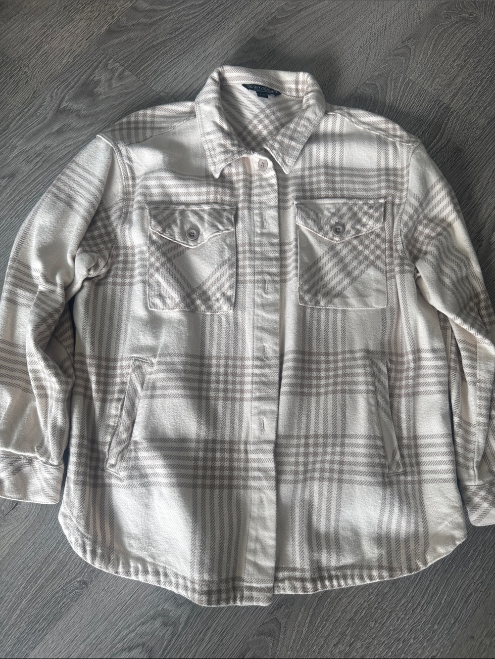 Plaid Button-Up Shacket in Cream